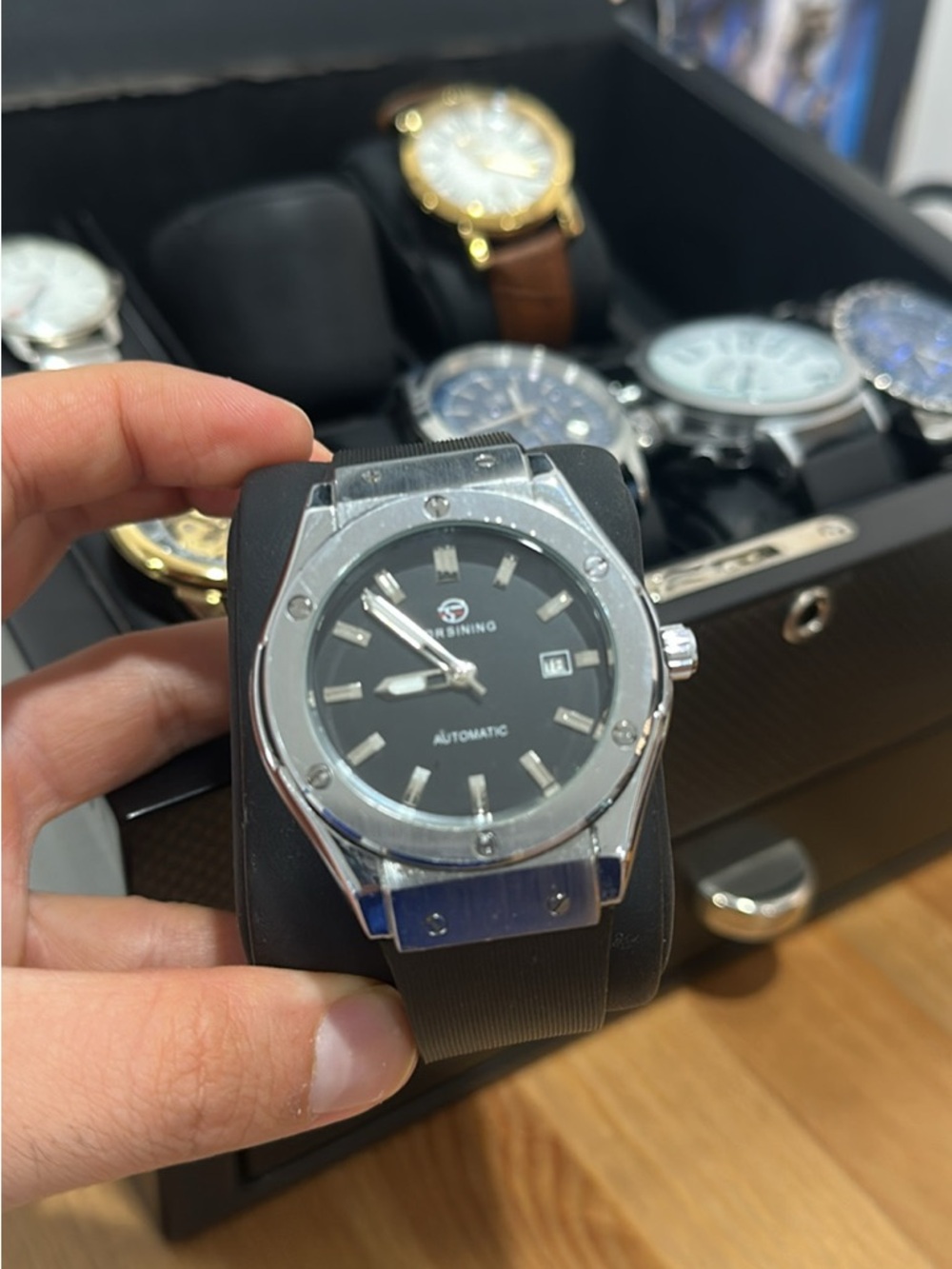 Automatic Men’s Watch - Black Dial, Silver Case
